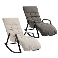 Schaukelstuhl Schwingsessel Lehnstühle Relaxstuhl Leinenstoff Ruhesessel 150kg
