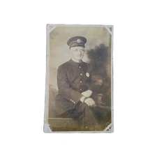 c.1908–1916 American Police Officer RPPC | 5-Point Star Badge | Early Law...