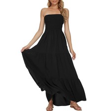 Women's Summer Strapless Tube Top Maxi Dresses Off Shoulder Boho Beach Long D...