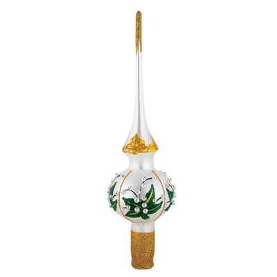 URITA 11" Lily Of The Valley Glass Christmas Tree Topper Ukrainian Ornament Finial