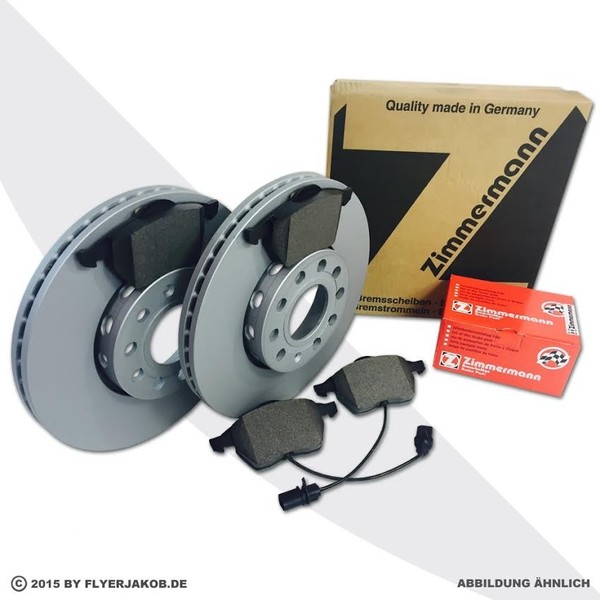 Zimmermann Bremsen Set 2 Bremsscheiben 4 BremsbeläGe Vorne FüR Audi A3 8L1-image