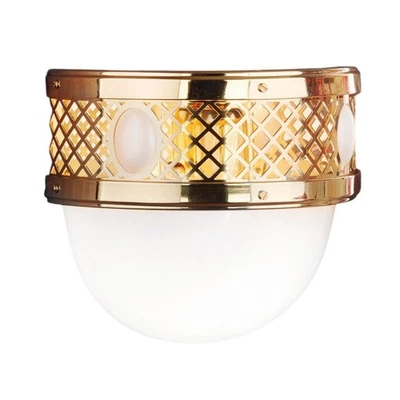 Wandlampe Métal Verre 26 cm Laiton Poli Blanc E27 Style Art Nouveau - Photo 1/4