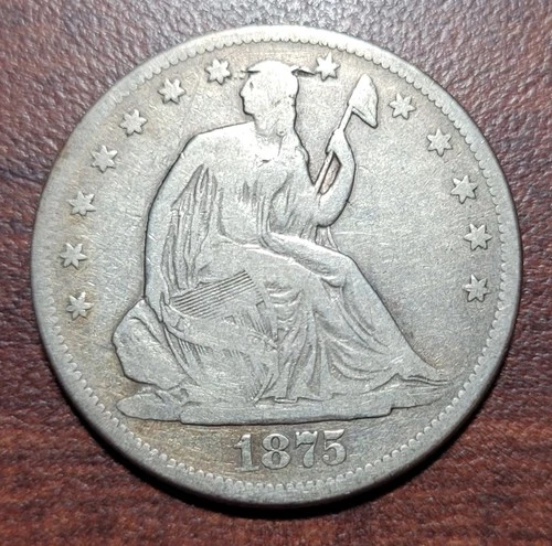 1875-S Seated Liberty Half Dollar VG 50c Silver 19th Century Type Coin