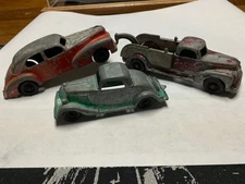 (Lot of 3) Hubley 1940's Tow Truck Wrecker 460, 41 Cadillac, 34 Ford 404