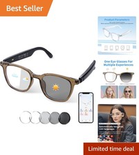 AI Bluetooth Smart Glasses with Real-Time Translation - 160 Languages, Brown
