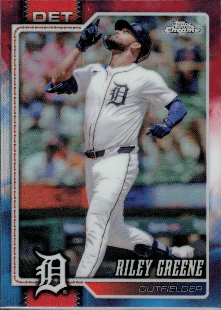 2026 Topps Chrome #180 Riley Greene Red White and Blue Refractors