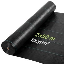 VEVOR Toile de Paillage Bâche Anti Mauvaise Herbe Géotextile 2x50 m 100 g/m²