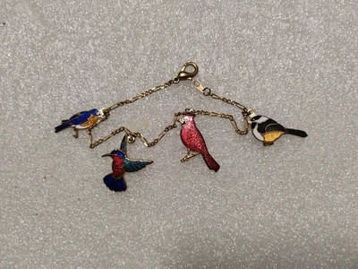 RARE HTF VTG RETIRED Danbury Mint Songbird Charm Bracelet 14Kt Gold Plated 