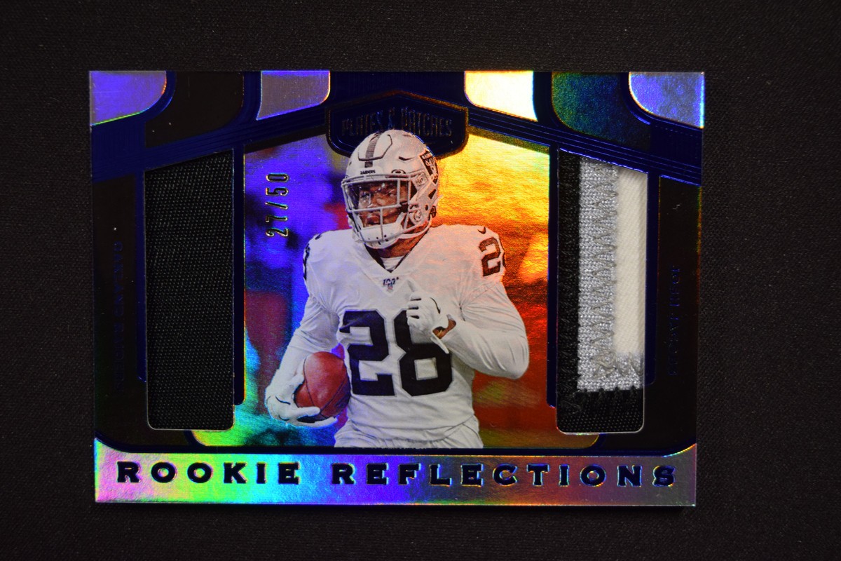 Josh Jacobs Panini Plates & Patches Rookie Reflections Relics #JJA Blue