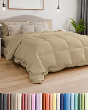 King Size, Beige Alternative down Comforter - Warm, Lightweight  Breathable Hot