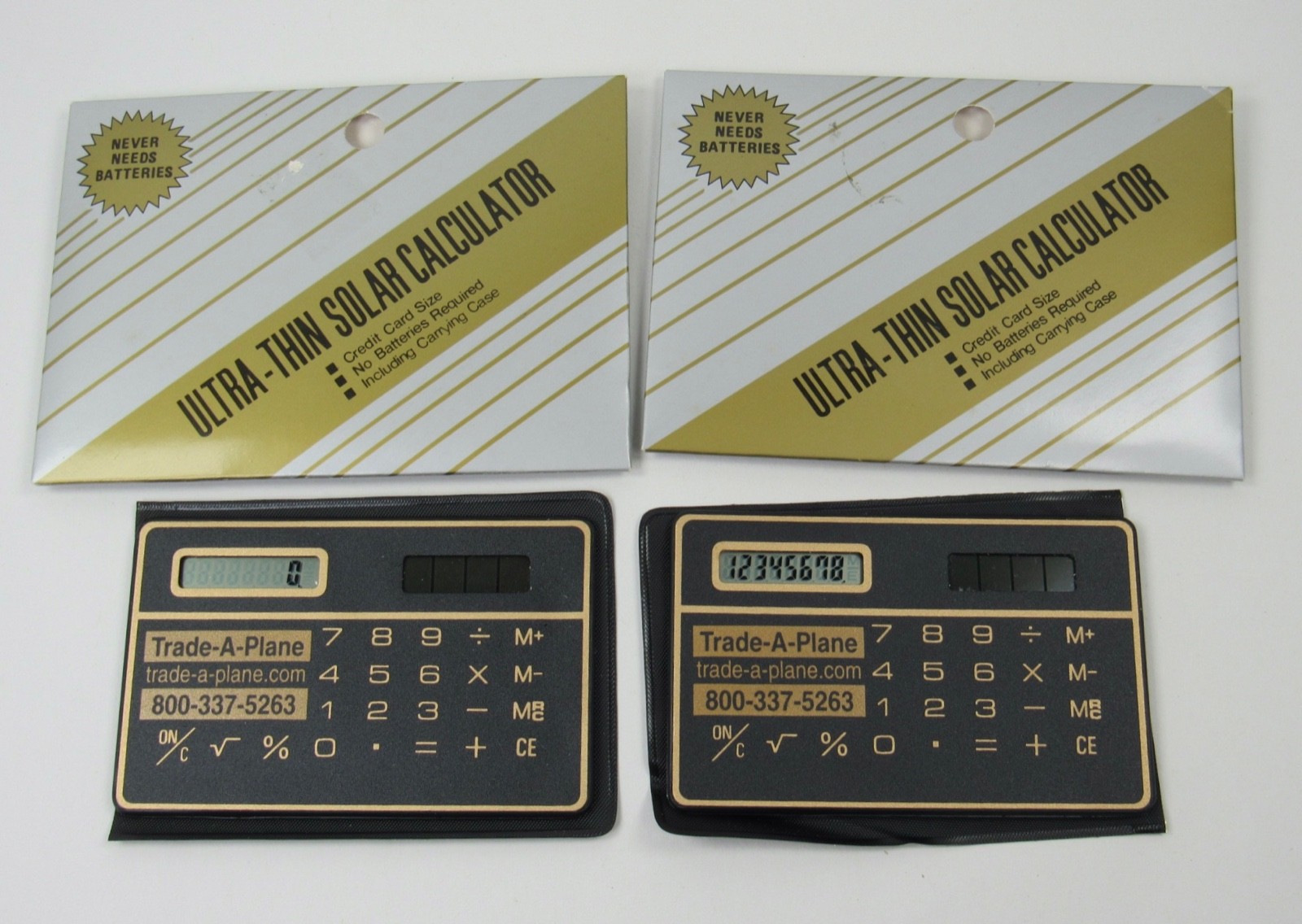 Solar Calculator Ultra Thin Credit Card Size 8-Digit Trade-A-Plane Lot of 2-image