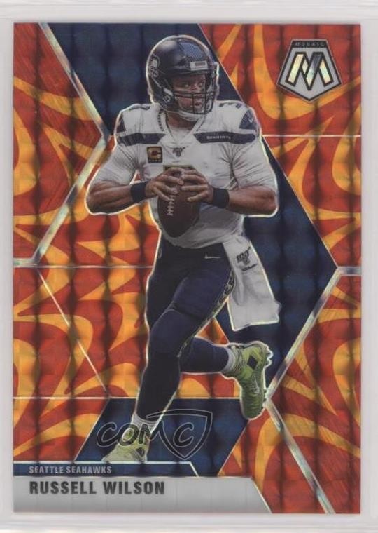 2020 Panini Mosaic Reactive Orange Mosaic Prizm Russell Wilson #181