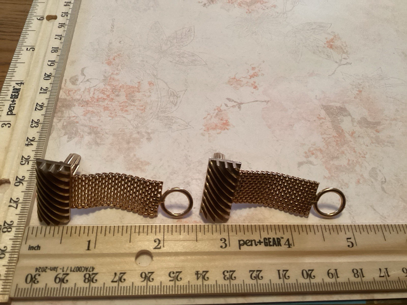 Gold Tone Rectangular Cufflinks Curved Cutout Str… - image 8