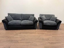 Harry Fabric 3 Seater Sofa & Cuddle Chair – Charcoal