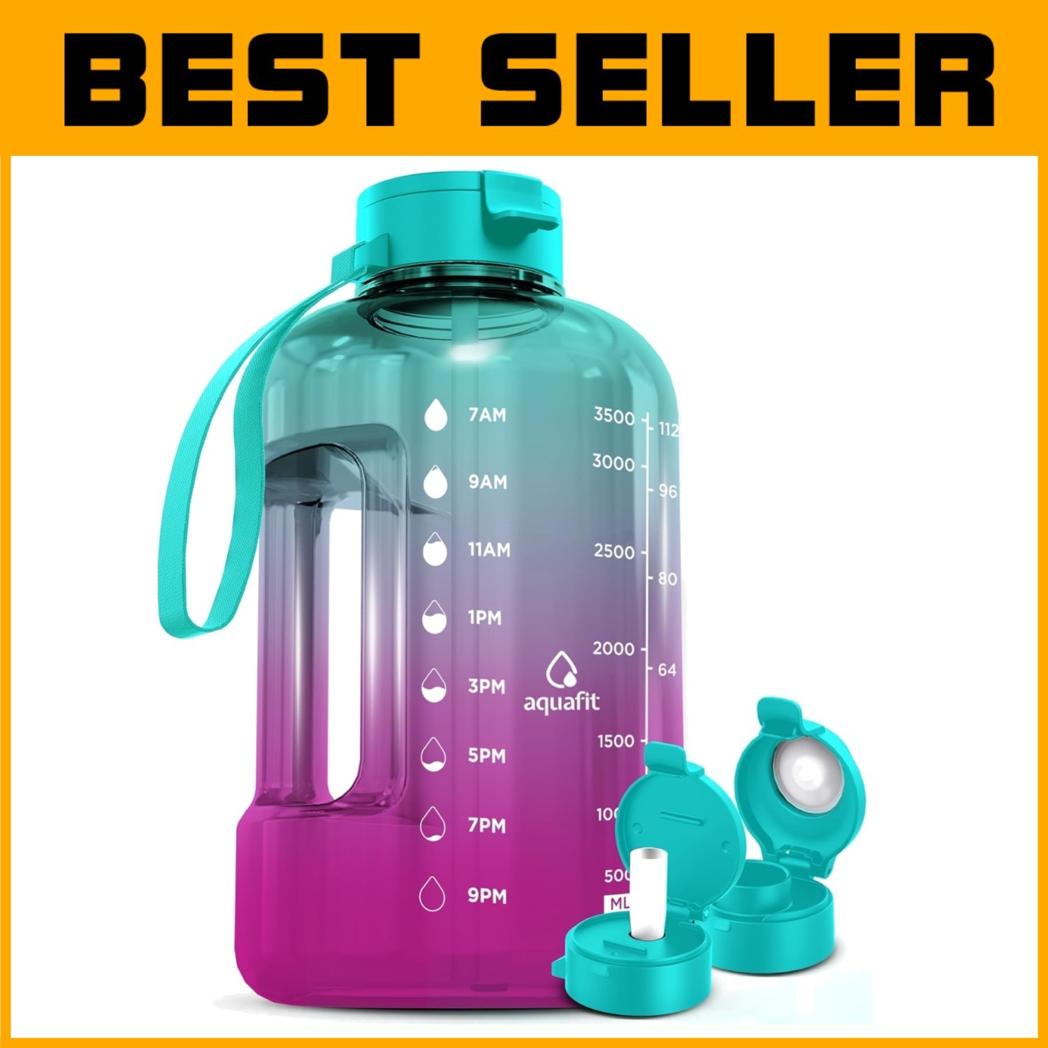 Leak-Proof 128 oz Water Bottle with Straw - Galaxy