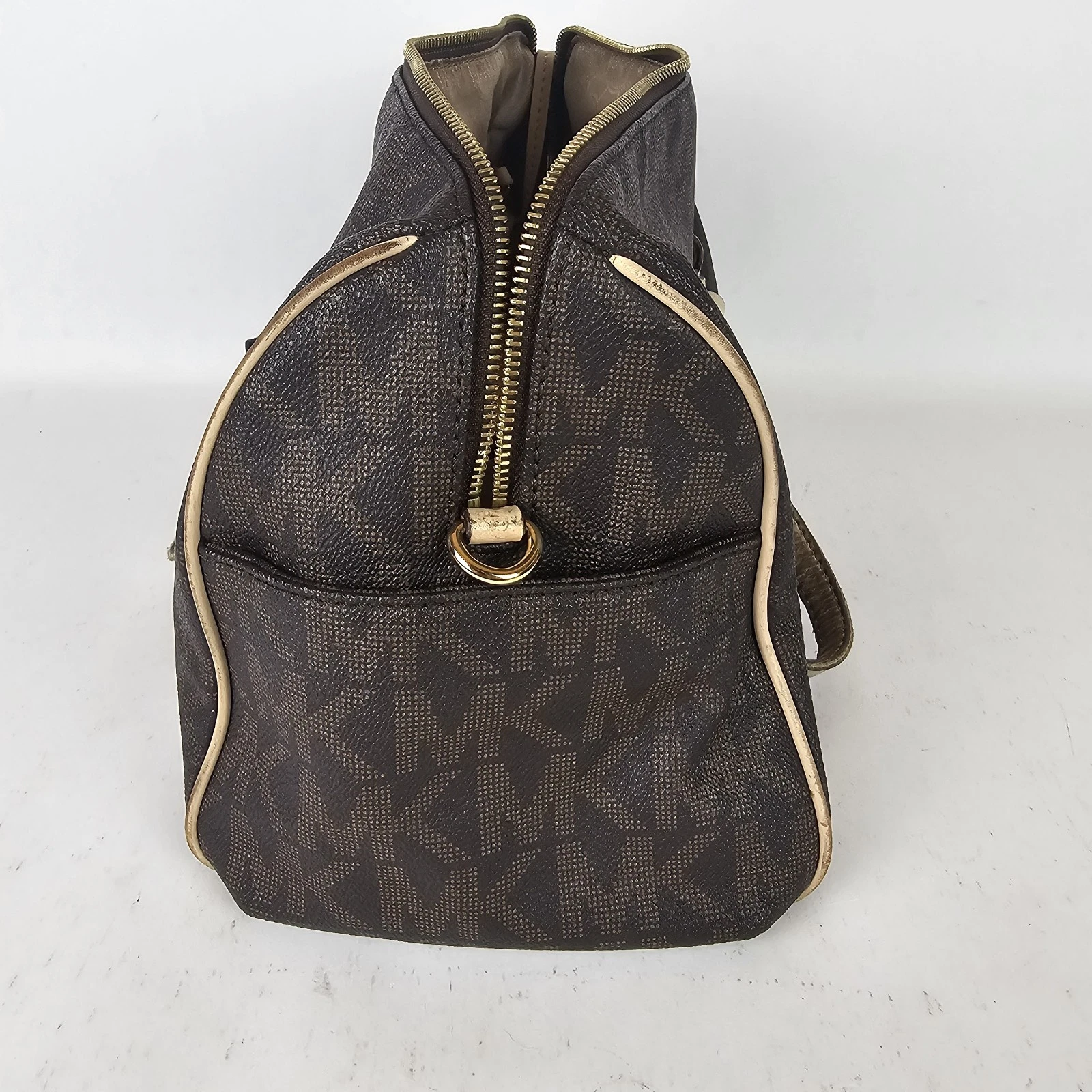 Borsa a tracolla Michael Kors Avril taglia piccola marrone da donna con portafoglio piccolo