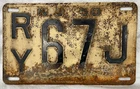 Vintage USA N.J 1950's Collector’s Car NUMBER PLATE “RY67J” Tin Sign