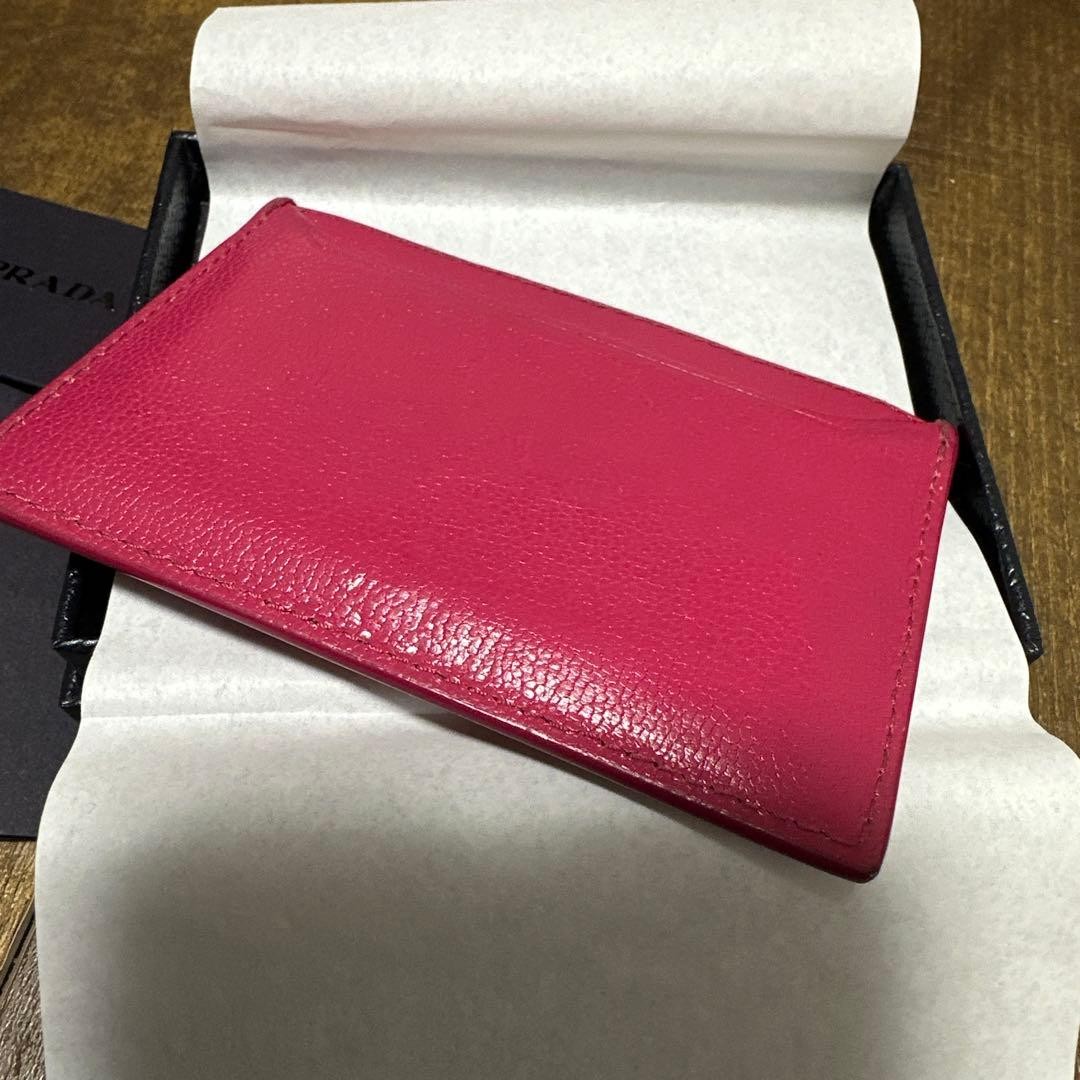 PRADA Saffiano Leather Card Case Pink Goat Leather Compact Wallet thumbnail 6