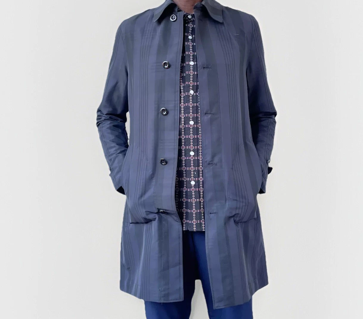 G-Star Valdo James Trench Polar Check CN Mazarine Blue S