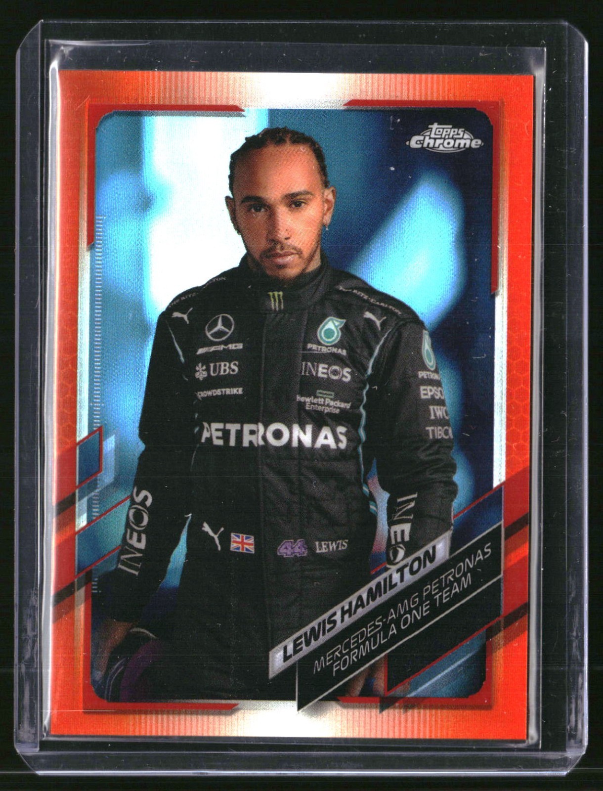 2021 Topps Chrome Formula 1 F1 Lewis Hamilton Portrait Orange Red SP #1