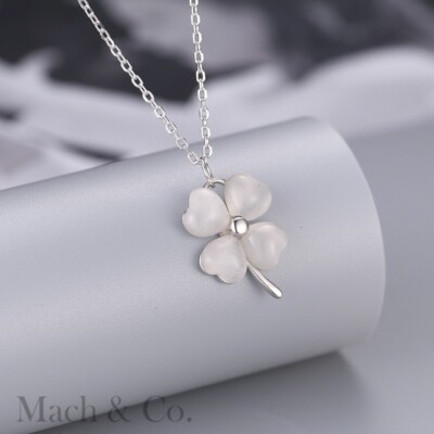 Four Leaf Clover Lucky Pendant Stainless Steel Necklace Women Girls Small Size