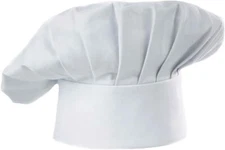 Chef Hat Adjustable Hook Clos Kitchen Cooking Cap for Adult or Kids 1 Pc White