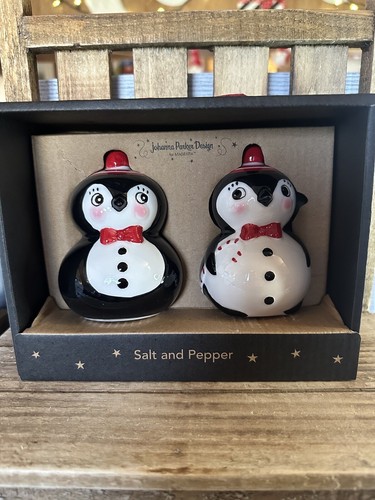 Johanna Parker Carnival Cottage PINGUINO Natale SALE & PEPE Shaker Nuovo con scatola - Foto 5 di 6