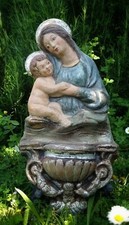 Acquasantiera terracotta dipinta a mano foglia argento appendere 36x17cm gelo ok