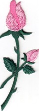 PINK ROSE BUDS Iron On Patch Roses Flowers Gardening