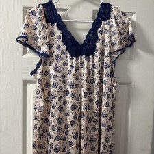 Vintage Vanity Fair Peignoir Gown Size Large Pink Blue Floral Tricot Nylon USA