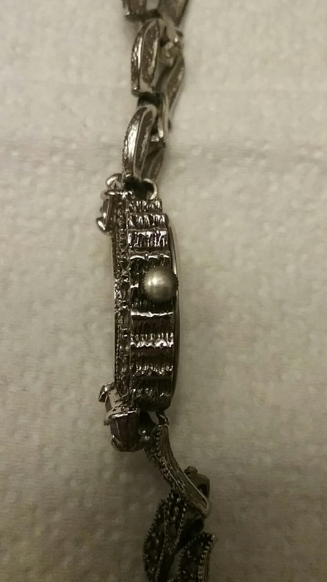 LADIES ELGIN QUARTZ. MARCASITE AMETHYST WRIST WATCH.Model  display picture 1