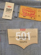 Levis 501 Sz 38x34 Shrink To Fit Button Fly Jeans Straight Leg Color Gray BNWTS