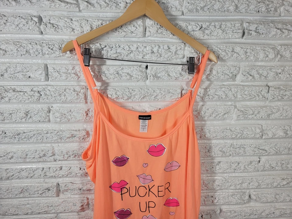 Top Joe Boxer para mujer 3X pijama cami labios fruncidos naranja mezcla de polietileno dobladillo de encaje Foto 3 de 4