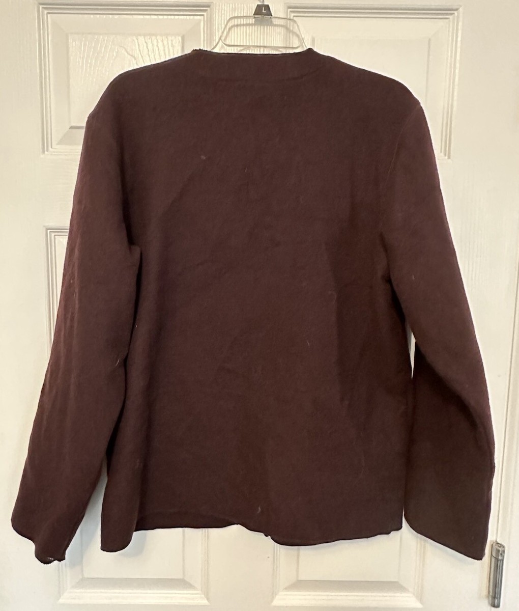 Stussy Womens Fern Cardigan 3 Button Sweater Plum Wine Red Stussy Womens Fern Cardigan 3 Button Sweater Plum Wine Red