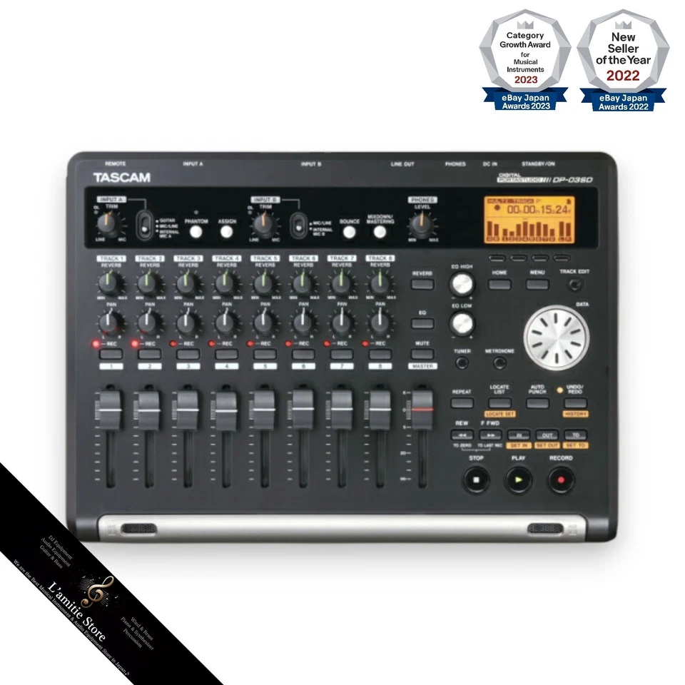 Tascam DP-03SD 8ch Digital Portastudio Multitrack Recorder Japan DP03SD Black - Image 2 of 4