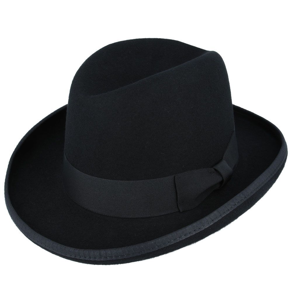Mens Hard Top Churchill Homburg Hat 100% Wool Felt Trilby Hat New