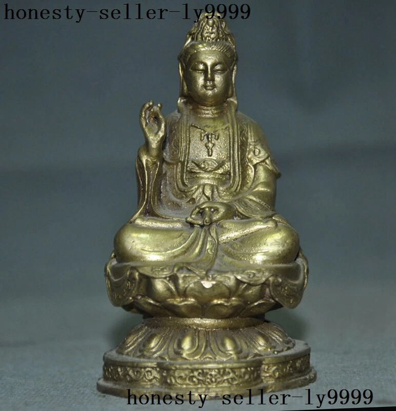 中国古董黄铜Kwan-殷雕像、雕像| eBay