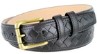 BL029 Solid Brass Roller Buckle Diamond Pattern Genuine Leather Belt