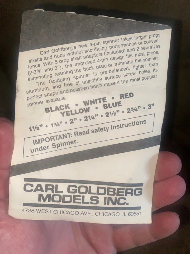 Carl Goldberg #156. 4 Pin 2 1/2" Blue, with Prop Shaft Adapters - Image 2 of 2