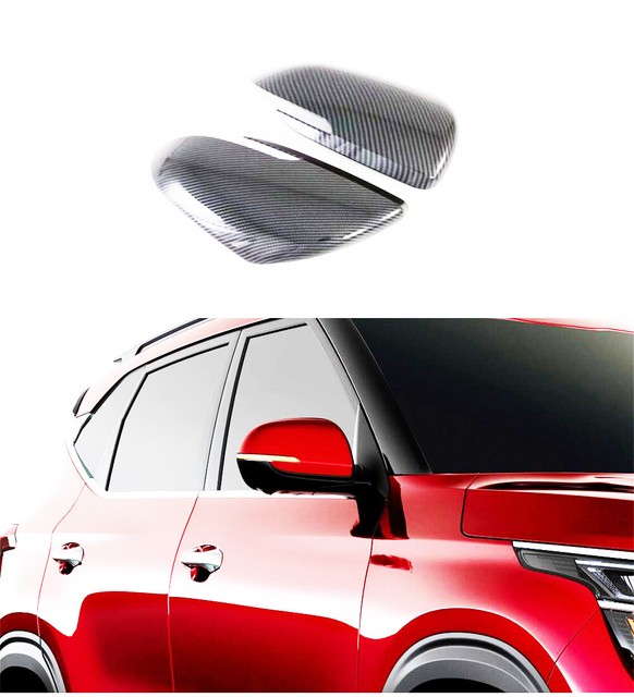 Carbon fiber Style Car Rearview Side Mirror Cover Trim For Kia Seltos