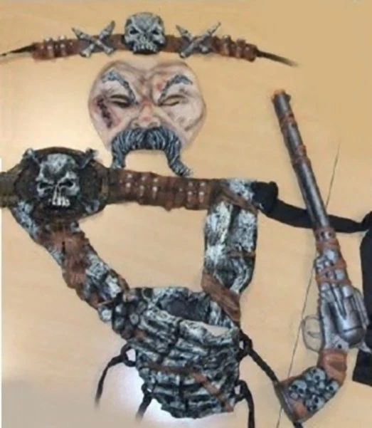 ПИРАТСКИЙ КОСТЮМ АКСЕССУАР НАБОР Маска Обруч для волос Скелет Череп Ремень Слинг Игрушка Пистолет - Изображение 3 из 3