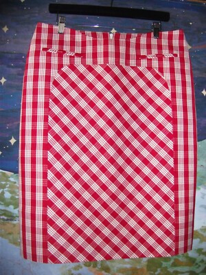 Agnona Pencil Skirt Made in Italy Size 44 Mohair Silk Wool Cotton Plaid XL