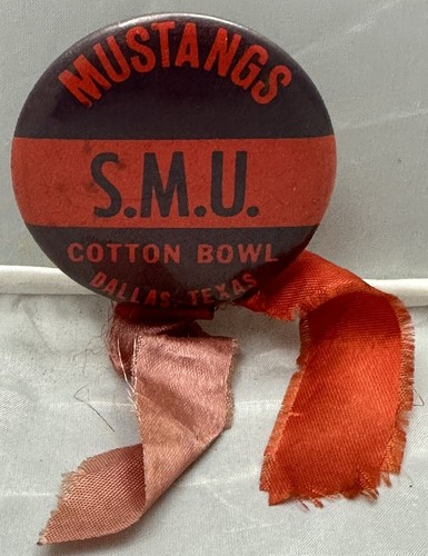 Vtg SMU Southern Methodist Mustangs Cotton Bowl Dallas TX Pinback Button 2.25" - Picture 4 of 7