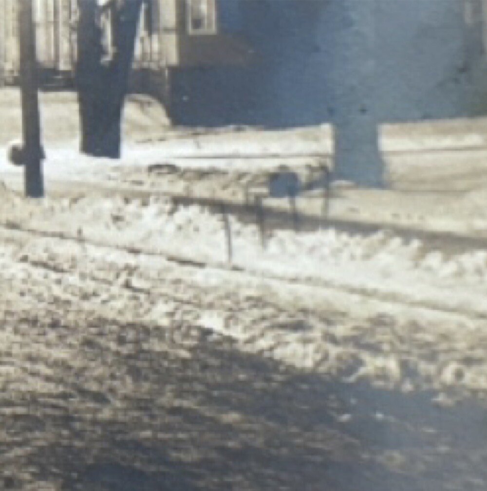 Antique RPPC 1917 nighttime snowy street scene Real Photo Postcard 