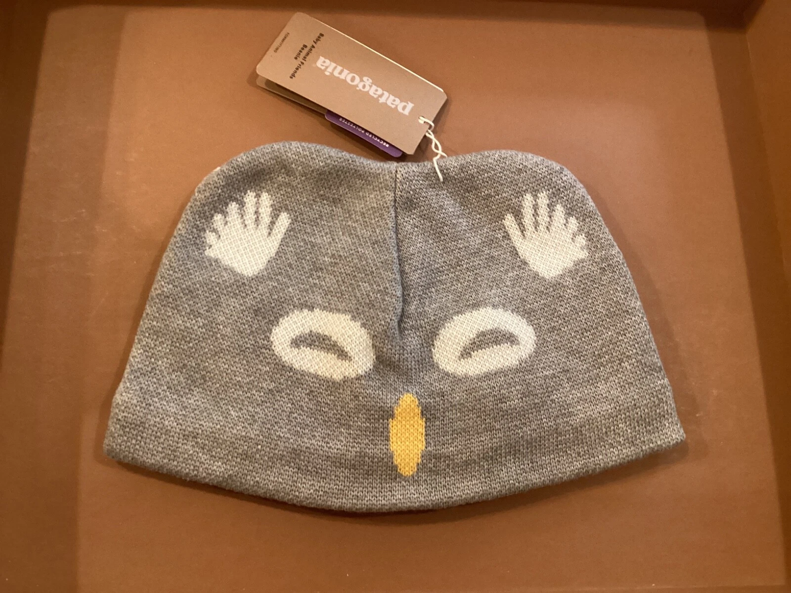 PATAGONIA Baby Animal Friends Beanie, 60585, owl drifter grey color, size 3-6M