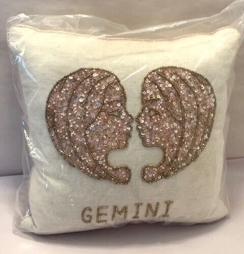 Throw Pillow Decor Gemin Boho MCM Whimsey Zodiac Fairy Astrology Sequin VTG - Image 2 of 4