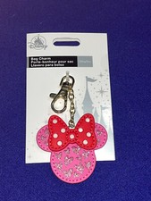 Disney Parks Minnie Mouse Hearts Bag Charm with Lobster Claw NEW Purse Hanger