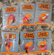 SIX Shur Strike 72" Elite Crawler Harness Rig #4 Double Hook Steamed Veggies NEW