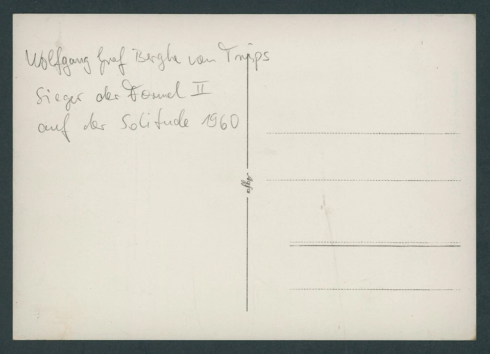 Foto Rennfahrer Graf Berghe von Trips Ferrari 156 Sieger Formel 2 Solitude 1960 - Bild 2 von 2