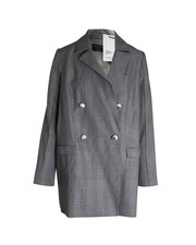 Mother Of Pearl Morgan Prince Of Wales Check Double-breasted Coat In Black And